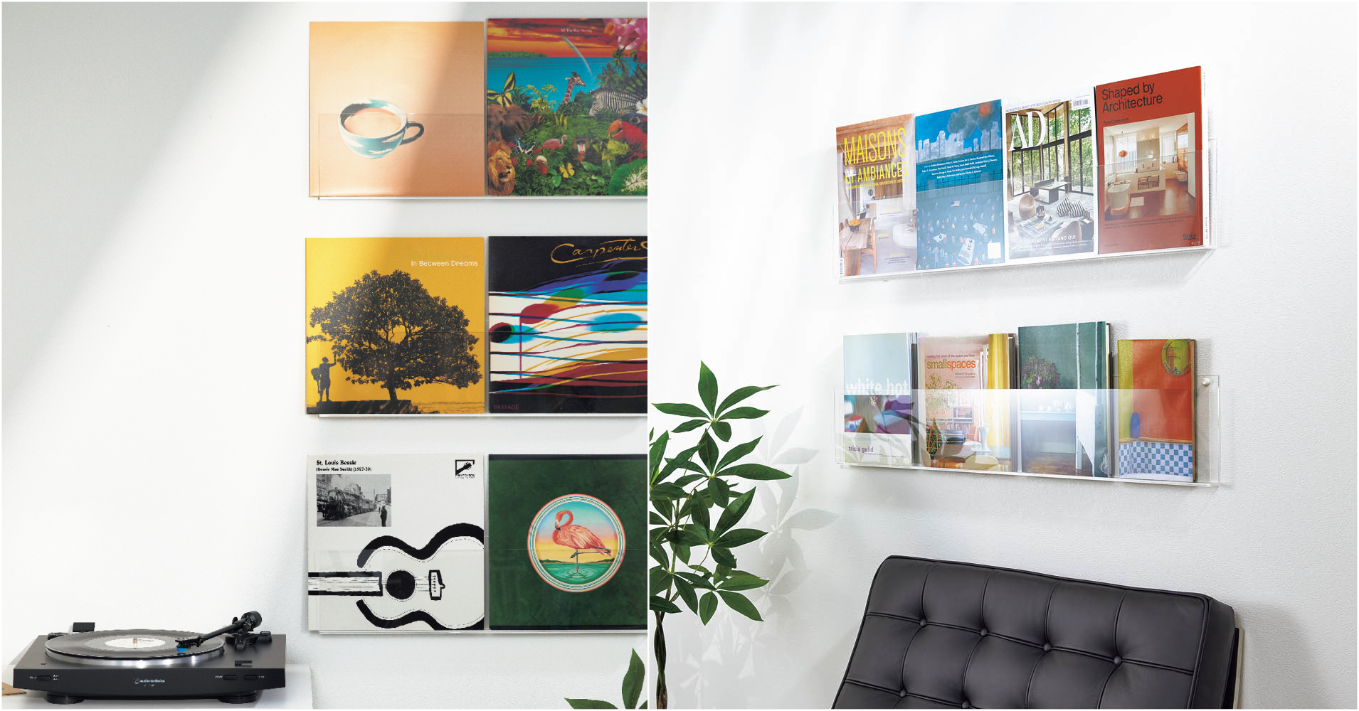 レコードや雑誌を壁に飾る『アクリル壁付けマガレコラック』をディノス